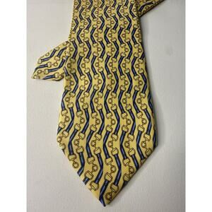 Vintage Gucci Silk Tie – Yellow Horsebit Equestrian Print – Made in Italy